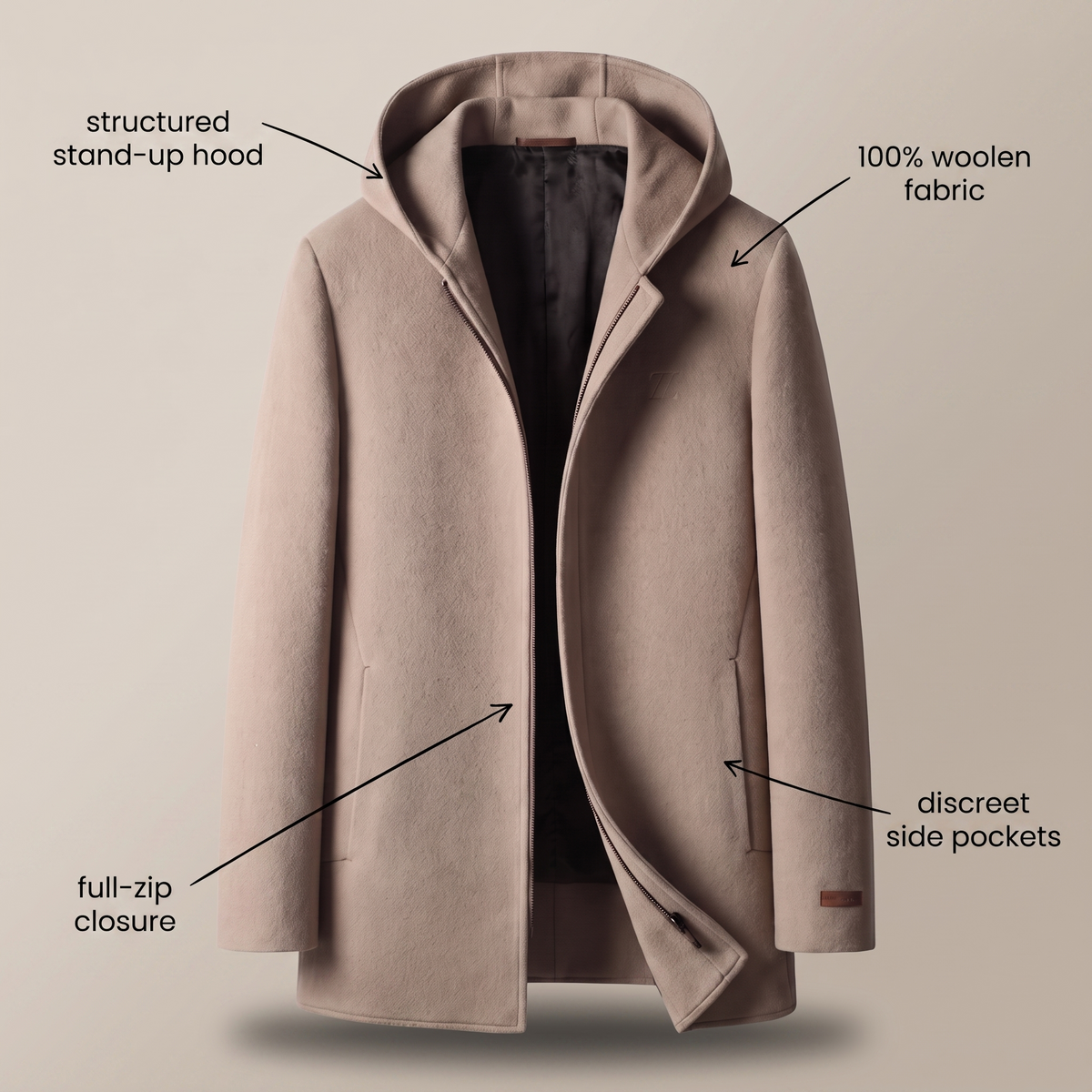 Ashcombe Wool Hooded Coat