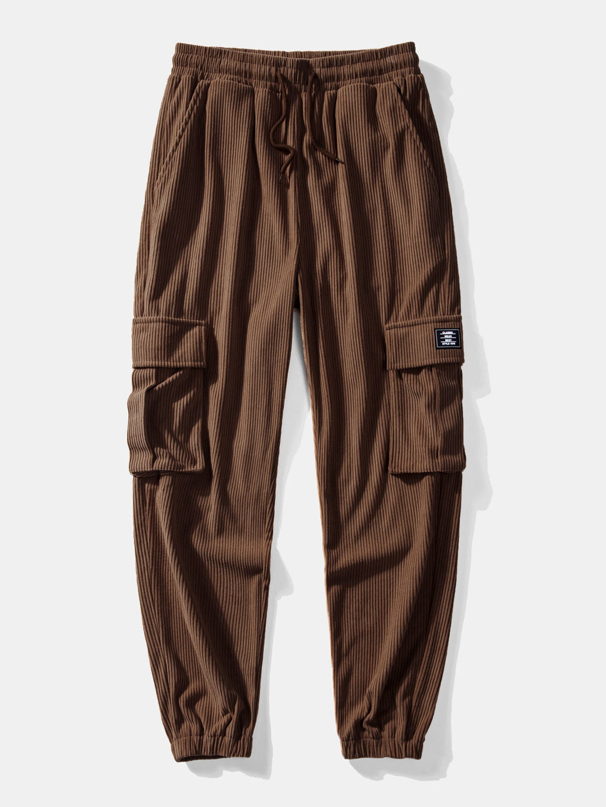 Teddy Fleece Ethnischer Print Mantel & Kordelzug Corduroy Cargo Jogger Hose