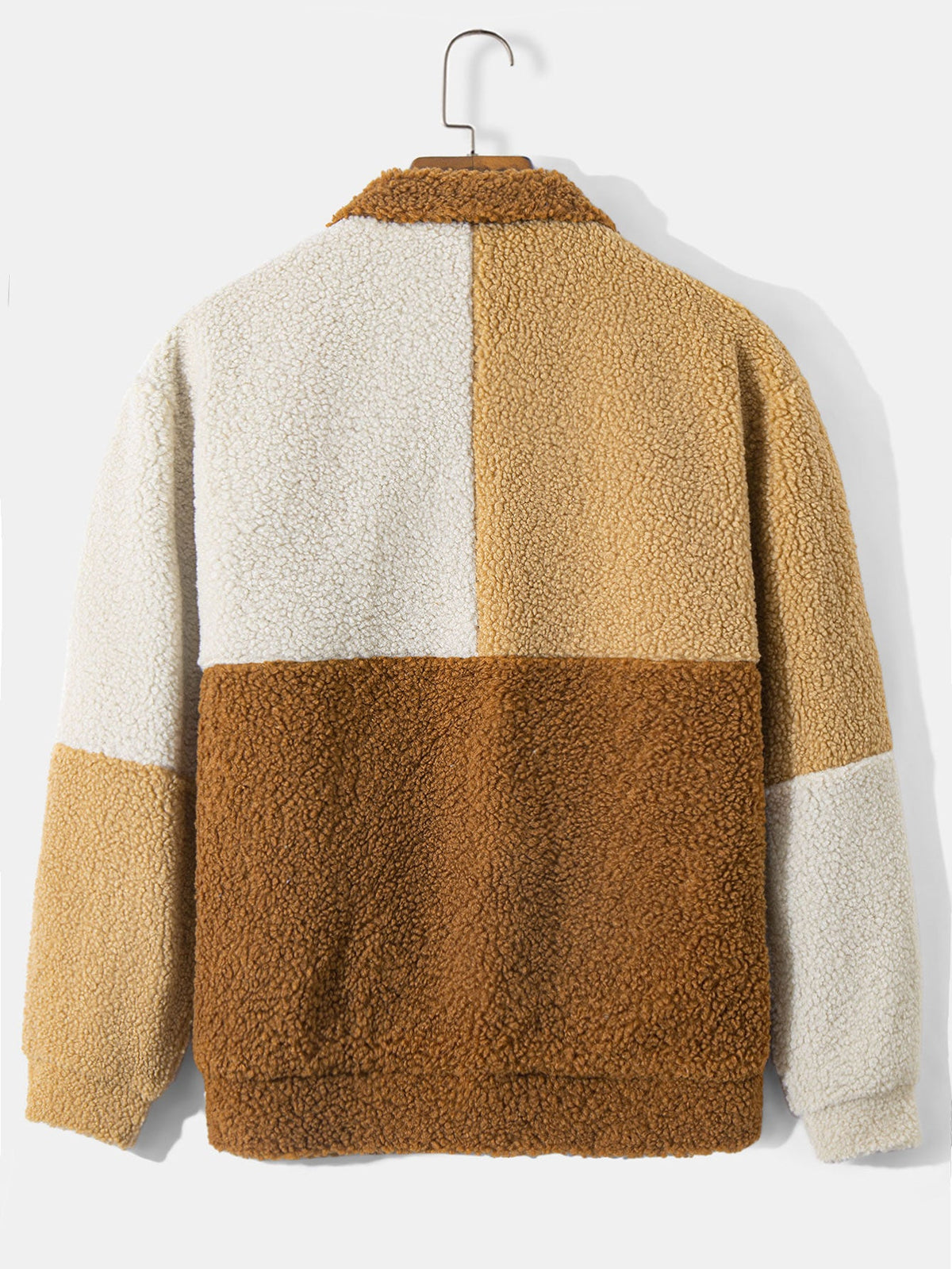 Farbblock Teddy Fleece Mantel & Kordelzug Corduroy Cargo Jogger Hose