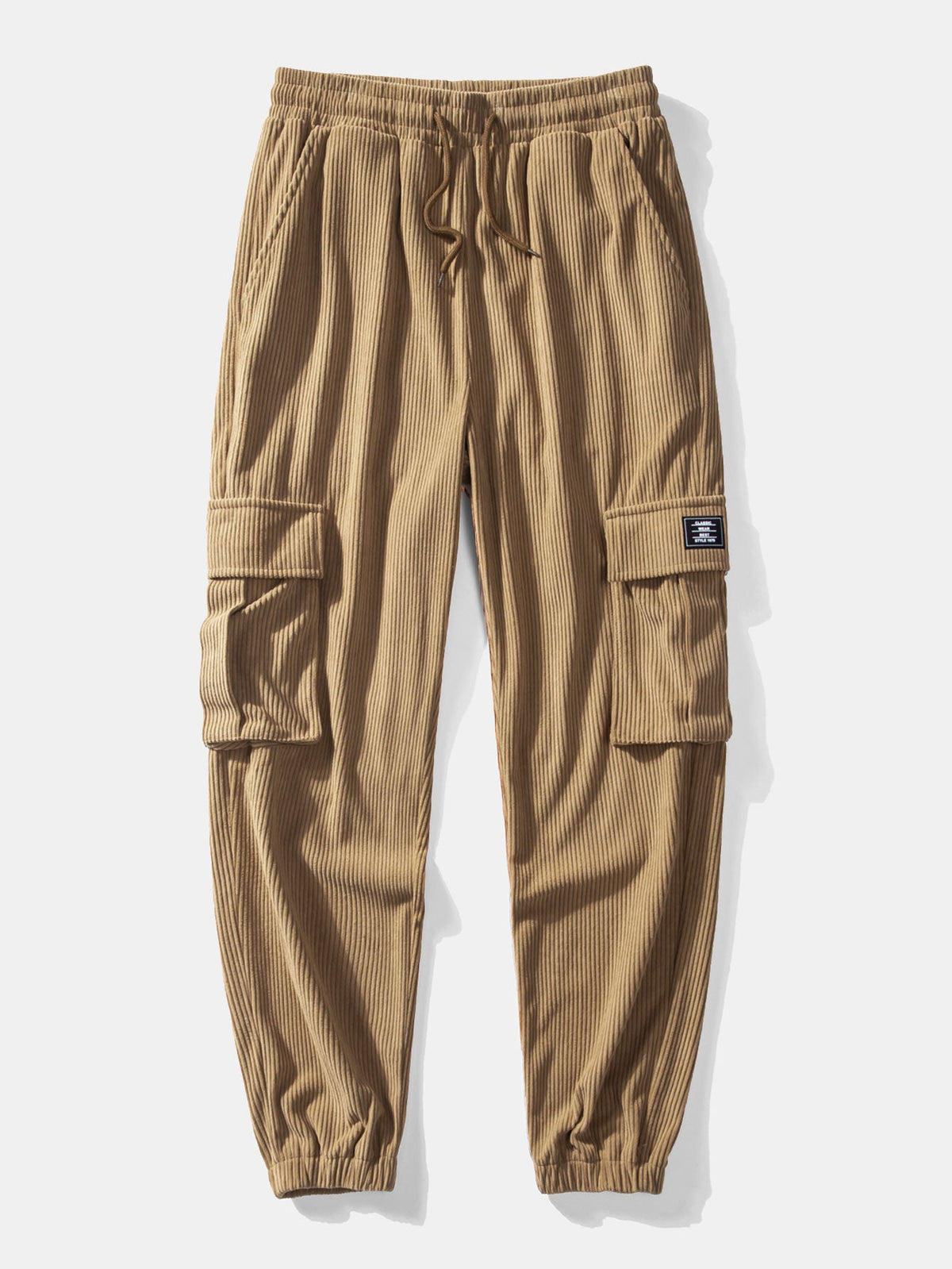 Teddy Fleece Ethnischer Print Mantel & Kordelzug Corduroy Cargo Jogger Hose