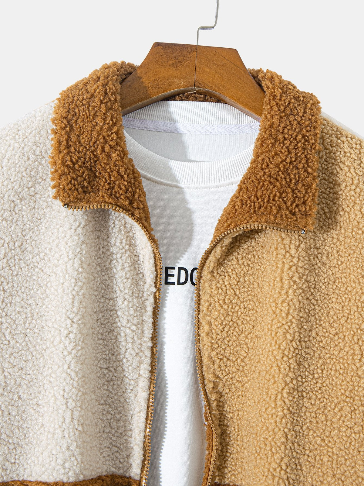 Farbblock Teddy Fleece Mantel & Kordelzug Corduroy Cargo Jogger Hose