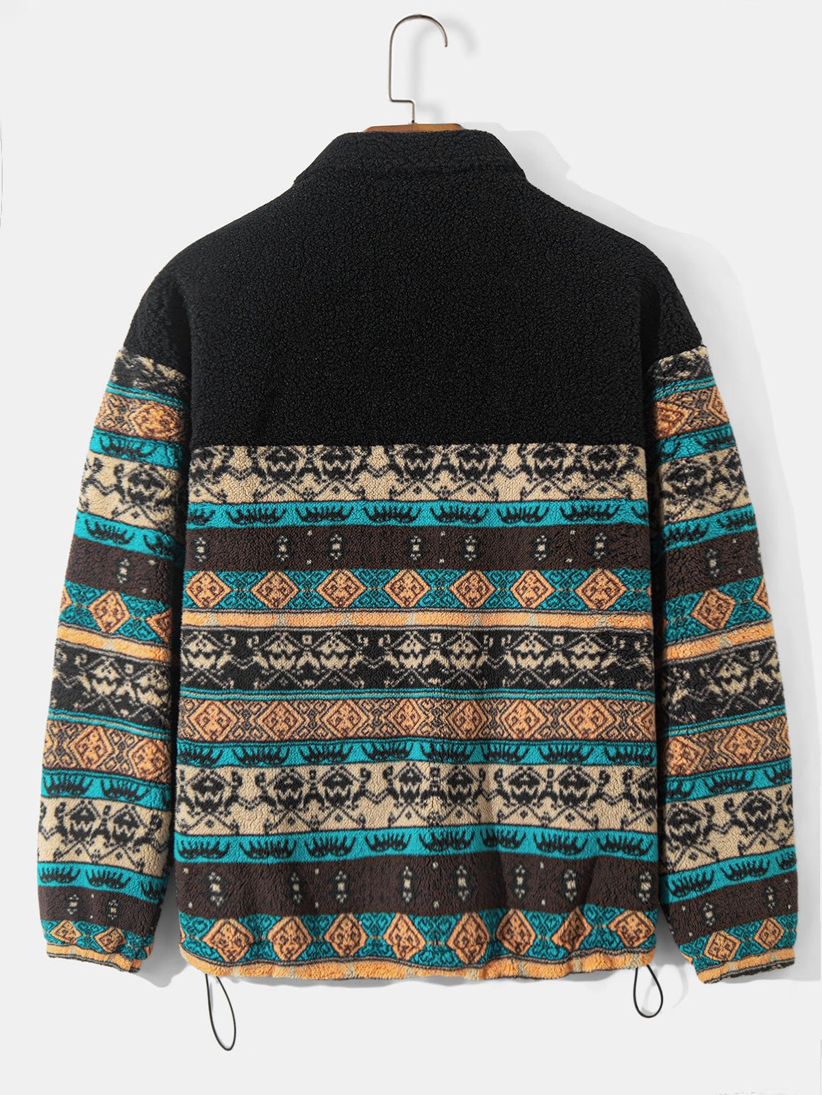 Teddy Fleece Ethnischer Print Mantel & Kordelzug Corduroy Cargo Jogger Hose